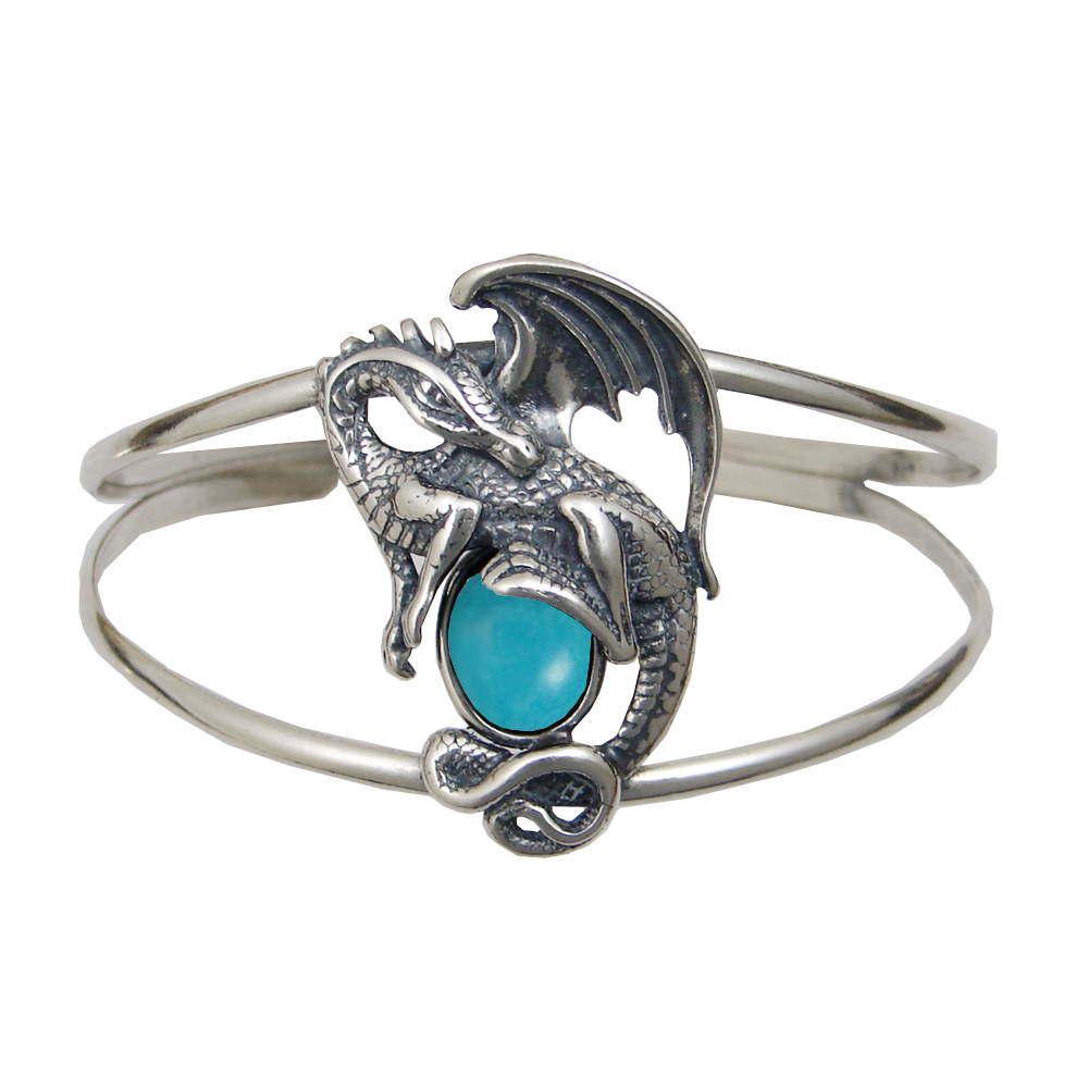Sterling Silver Bella the Dragon Cuff Bracelet Turquoise